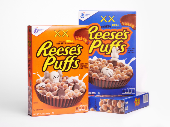 Reese's Puffs x KAWS cereal boxes